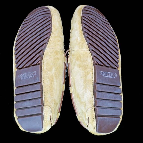 Smith’s Workwear Shearling Moccasin Slippers Chestnut Brown Suede Women's 7M - Picture 5 of 5